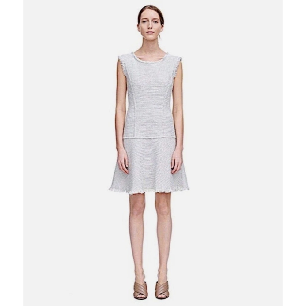 Rebecca Taylor Tweed Fit & Flare Mini Dress Sleeveless Frayed Trim Size 10